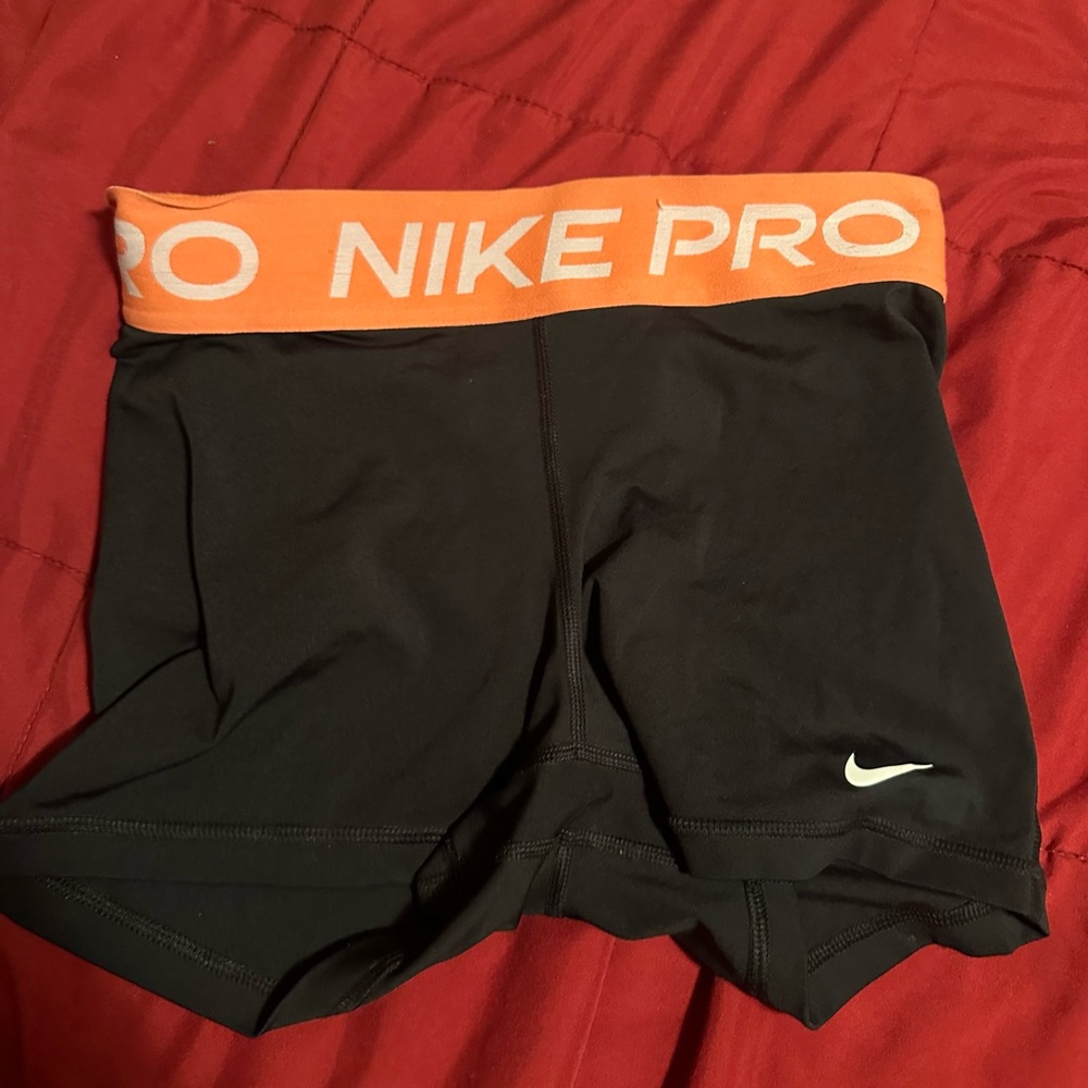 Nike Black Shorts with Orange Waistband